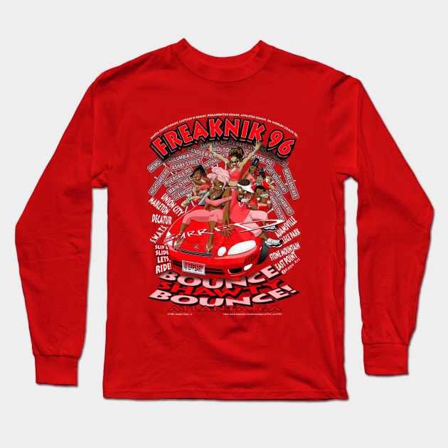 Freaknik 1996 Bounce Shawty Bounce! Red Colorway Long Sleeve T-Shirt by Epps Art